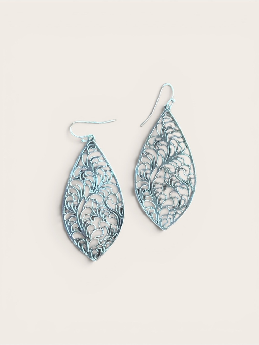 Delicate Filigree Silver Teardrop Earrings